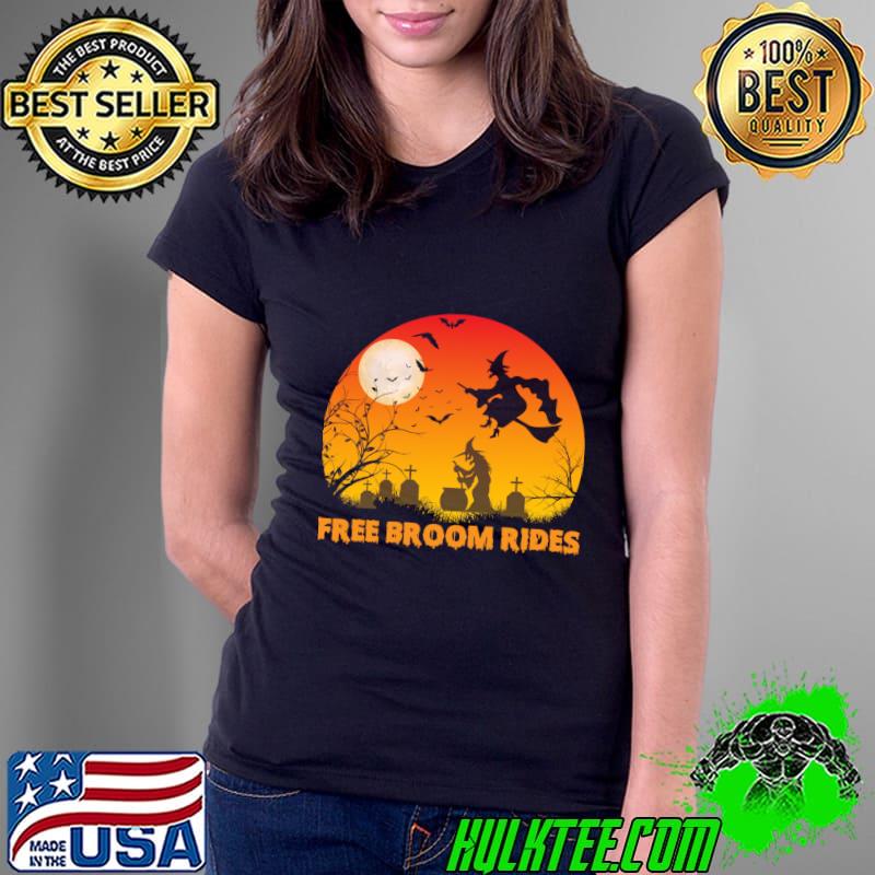 Free Broom Rides Witch Moon Halloween T-Shirt