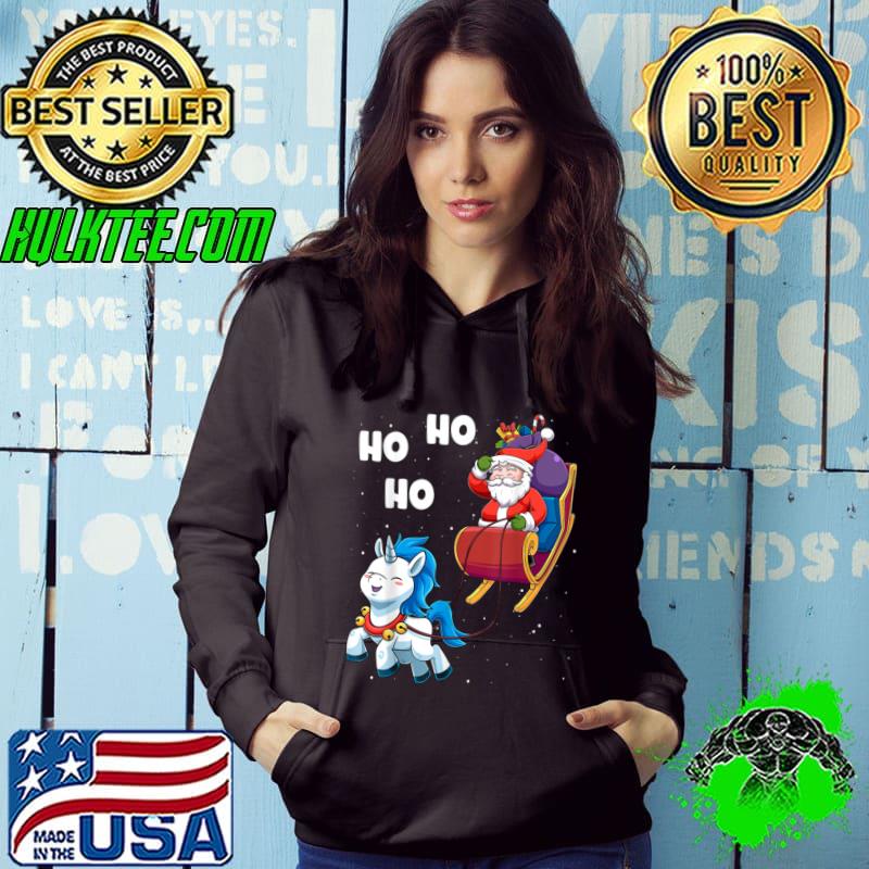Ho Ho Ho Christmas Santa Unicorn Magical Xmas Santa Claus T-Shirt Hoodie Ho Ho Ho Christmas Santa Unicorn Magical Xmas Santa Claus T-Shirt Hoodie
