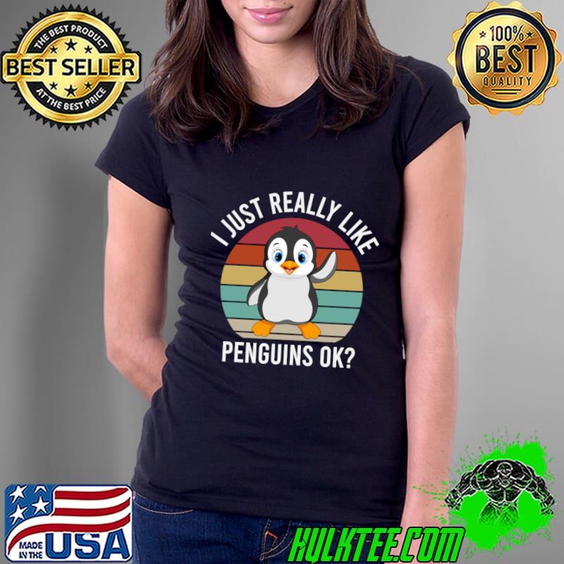 I Just Really Like Penguins OK Penguin Vintage Sunset T-Shirt