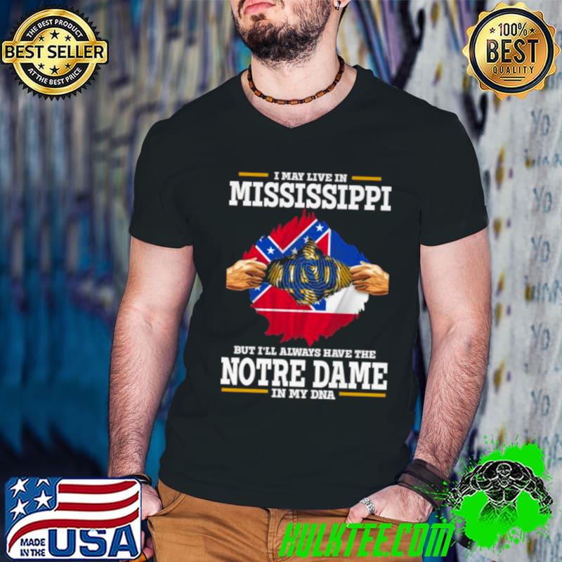 I May Live In Mississippi But I’ll Always Have The Notre Dame Fighting Irish In My DNA 2023 s Guys V Neck I May Live In Mississippi But I’ll Always Have The Notre Dame Fighting Irish In My DNA 2023 s Guys V Neck