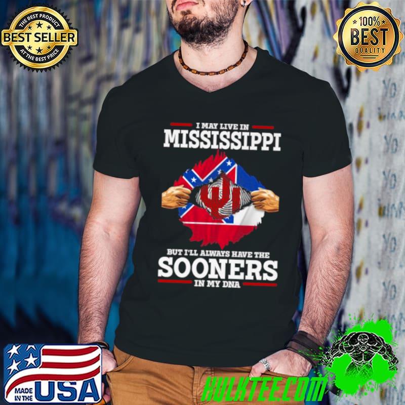 I May Live In Mississippi But I’ll Always Have The Oklahoma Sooners In My DNA 2023 s Guys V Neck I May Live In Mississippi But I’ll Always Have The Oklahoma Sooners In My DNA 2023 s Guys V Neck