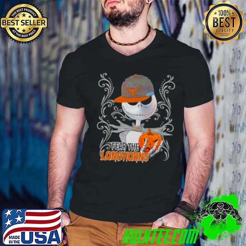 Jack Skellington Fear The Texas Longhorns Pumpkin Halloween Shirt Guys V Neck Jack Skellington Fear The Texas Longhorns Pumpkin Halloween Shirt Guys V Neck