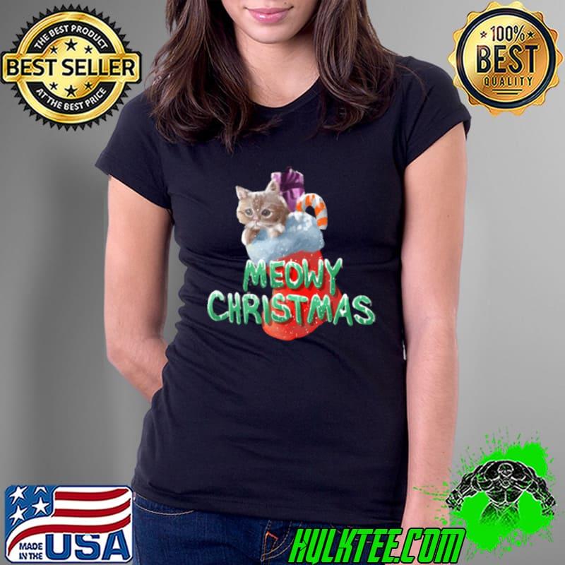 Meowy Christmas Cat Stocking Shirt