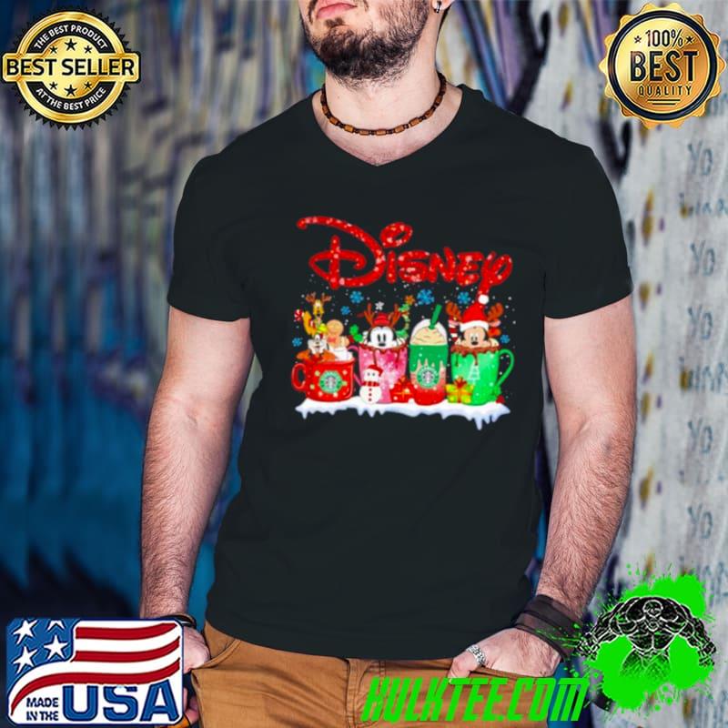 Mickey Mouse and Friend Disney Latte Coffee Merry Christmas Shirt