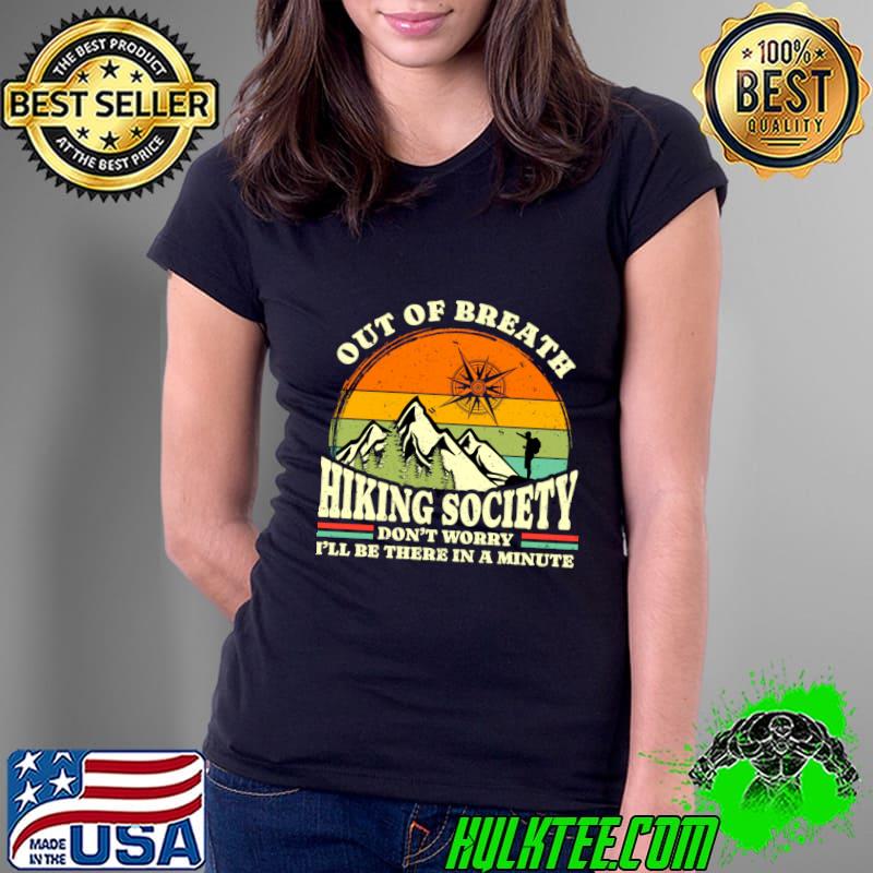 Out of Breath Hiking Society Retro Sunset Textured Grunge T-Shirt