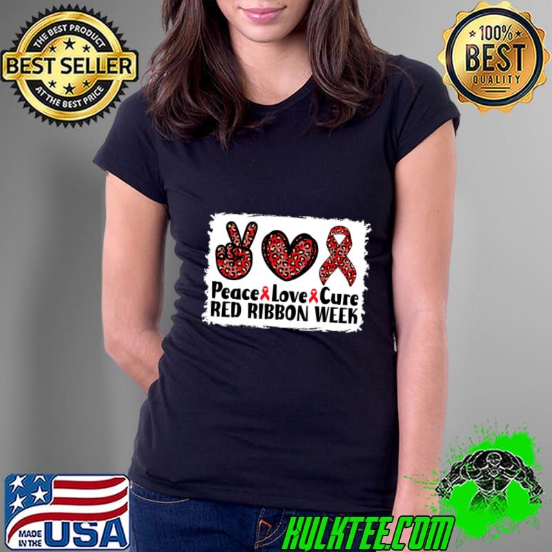 Peace Love Cure Red Ribbon Week Leopard T-Shirt