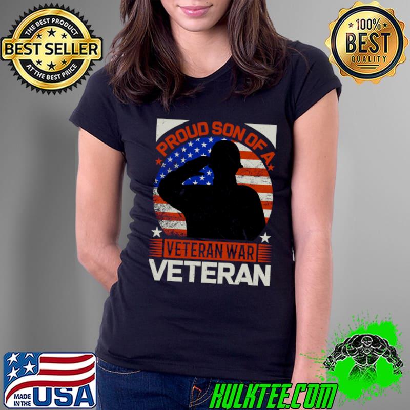 Proud Son Of A Veteran War Veteran American Flag T-Shirt
