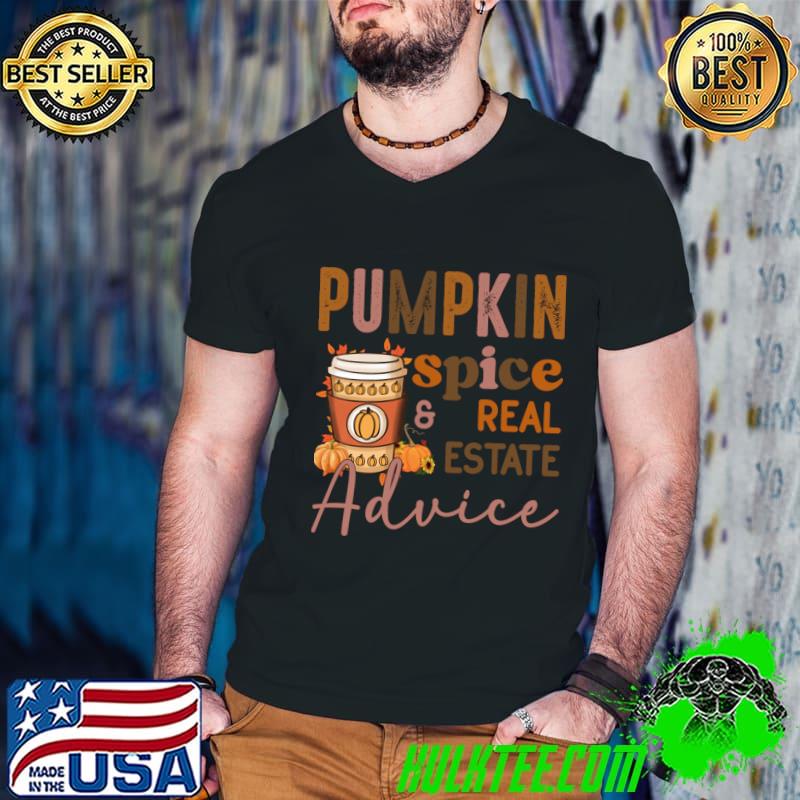 Pumpkin Spice And Real Estate Advice Real Estate Agent Halloween T-Shirt Guys V Neck Pumpkin Spice And Real Estate Advice Real Estate Agent Halloween T-Shirt Guys V Neck
