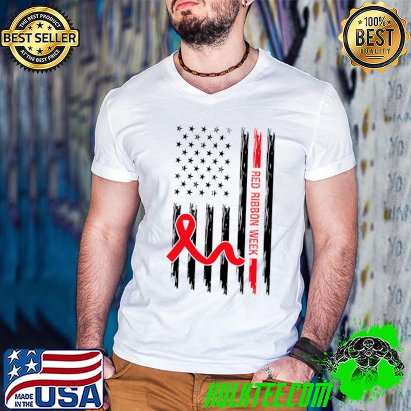Red Ribbon Week American Flag T-Shirt