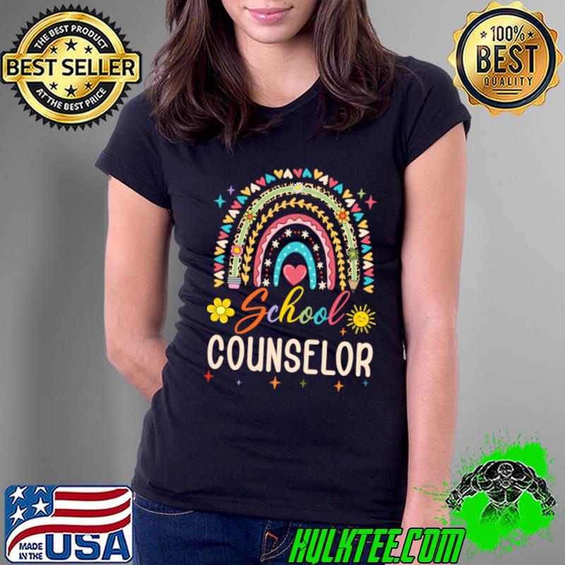 School Counselor Rainbow Leopard Print Counselor T-Shirt