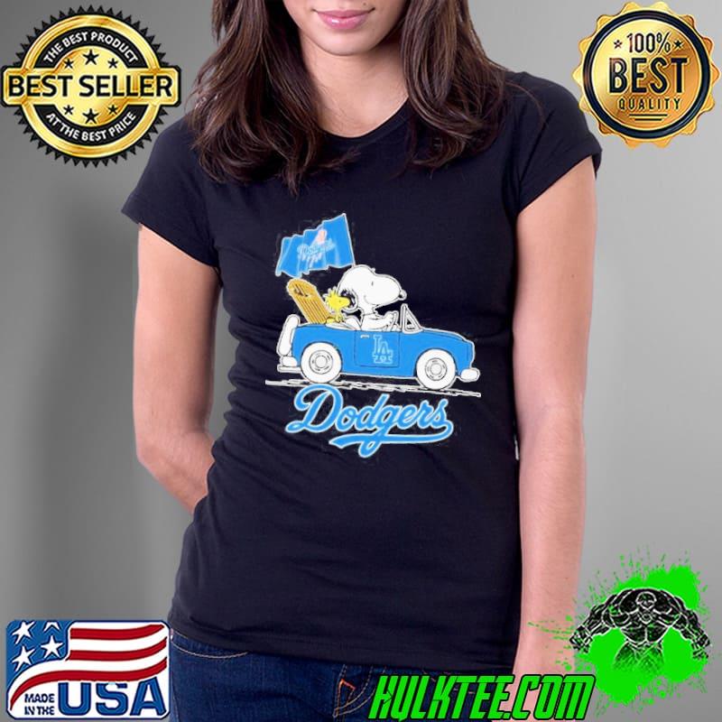 Snoopy and Woodstock Riding Car Los Angeles Dodgers 2023 Shirt