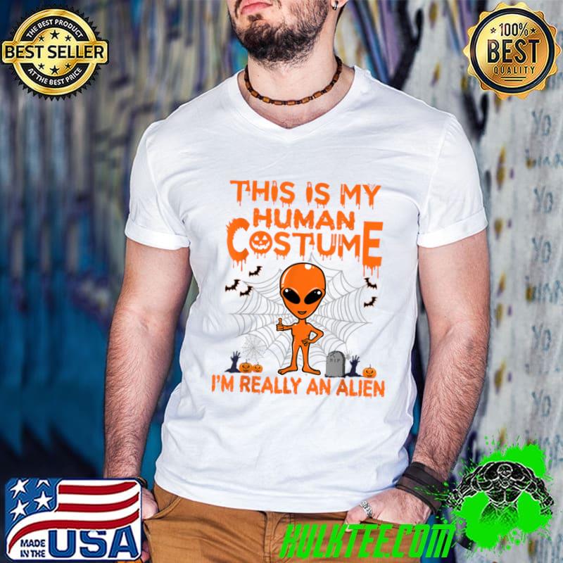 This Is My Human Costume I'm Really An Alien Bats Halloween T-Shirt