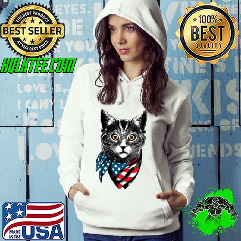 American Cat Wearing Usa Flag Scarf s Hoodie American Cat Wearing Usa Flag Scarf s Hoodie