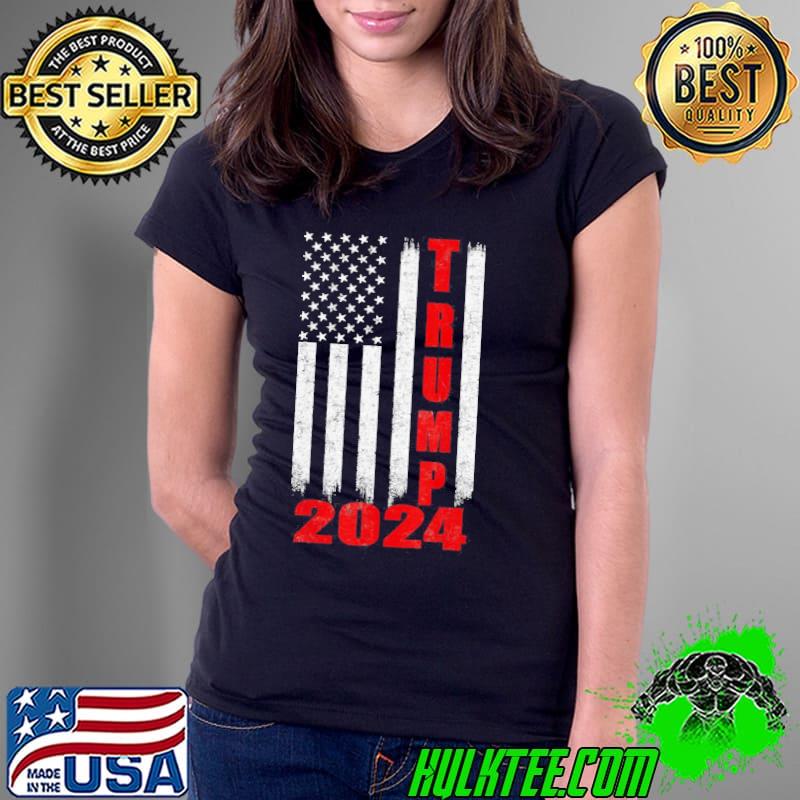 American Flag Trump 2024 Shirt Hoodie Sweater Long Sleeve And Tank Top   American Flag Trump 2024 Shirt Ladies Tee 