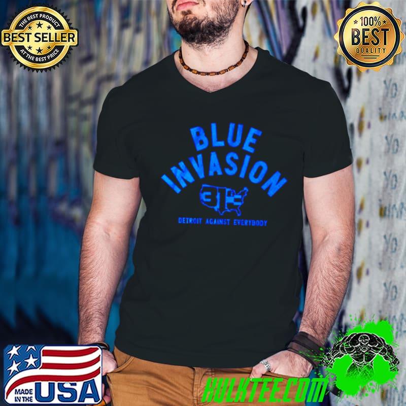 Blue invasion detroit against everybody s Guys V Neck Blue invasion detroit against everybody s Guys V Neck