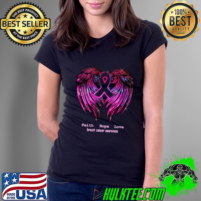 Breast Cancer Faith Hope Love Wings Colors T-Shirt