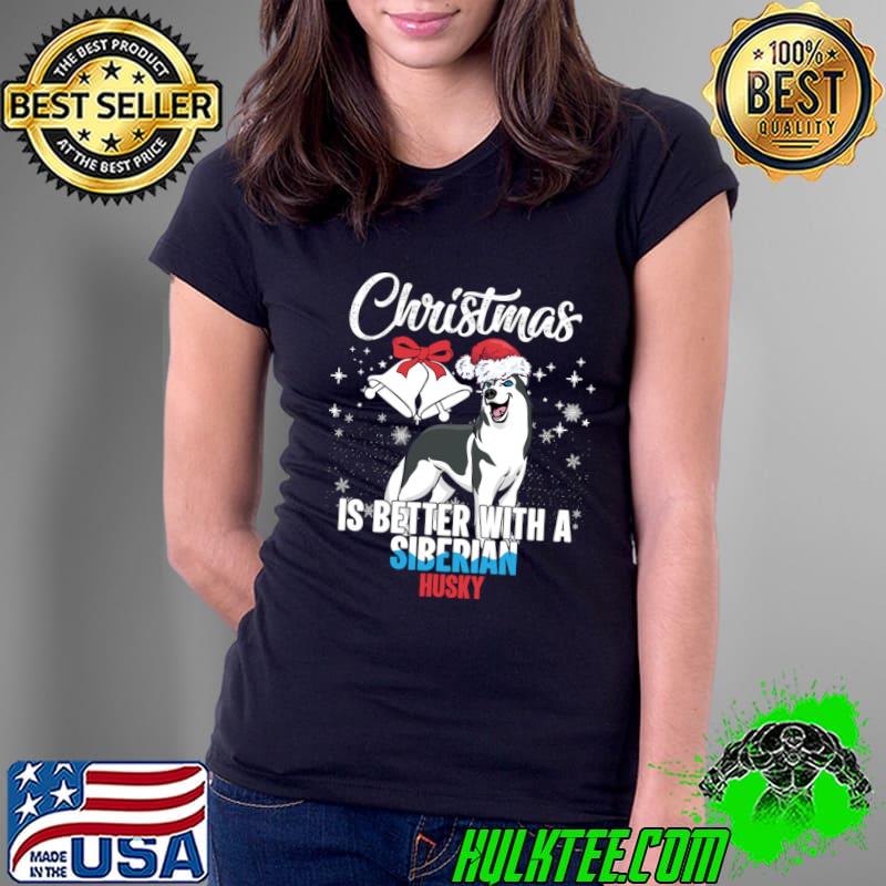 Christmas Is Better With A Siberian Husky Santa Cartoon T-Shirt