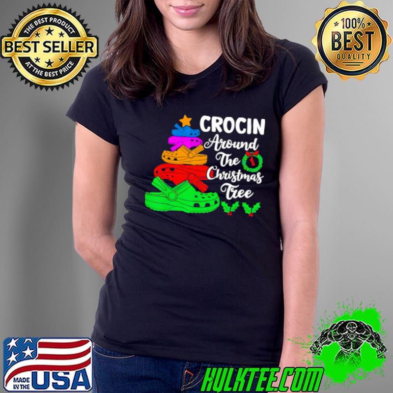 Crocin Around The Christmas Tree Lights Xmas s Ladies Tee Crocin Around The Christmas Tree Lights Xmas s Ladies Tee