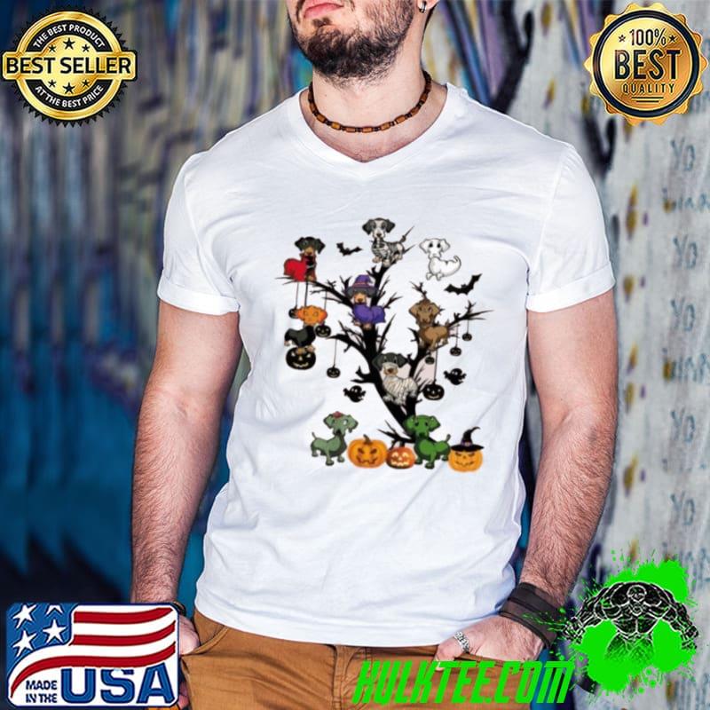 Dachshund Halloween tree shirt