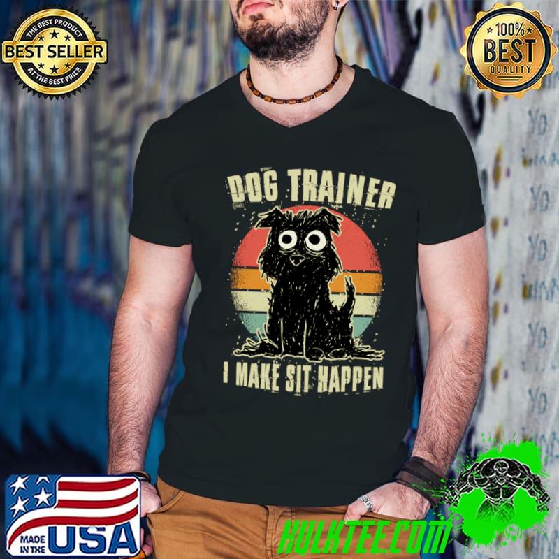 Dog Trainer I Make Sit Happen Vintage Sunset T-Shirt Guys V Neck Dog Trainer I Make Sit Happen Vintage Sunset T-Shirt Guys V Neck