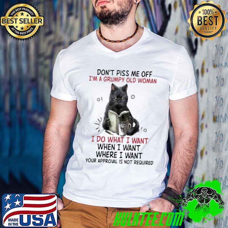 Don't Piss Me Off I'm A Grumpy Old Woman Cat Coffee shirt
