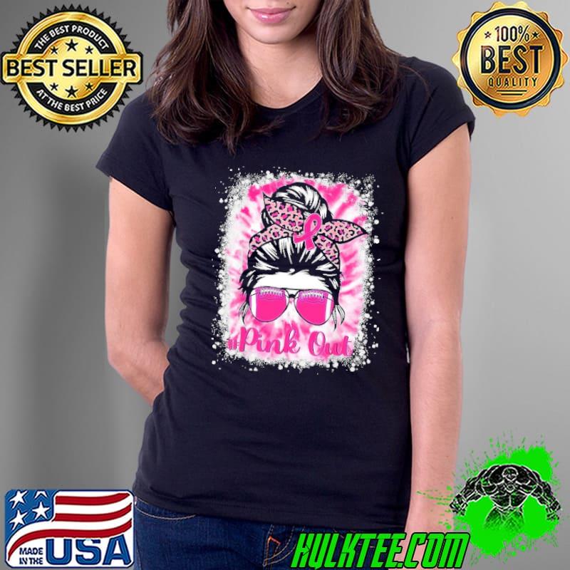 Football Breast Cancer Awareness Messy Bun Leopard shirt