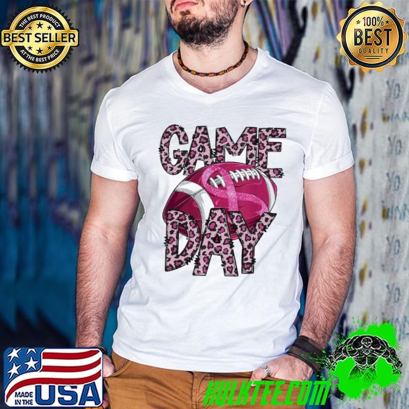 Game day football leopard breast cancer shirt