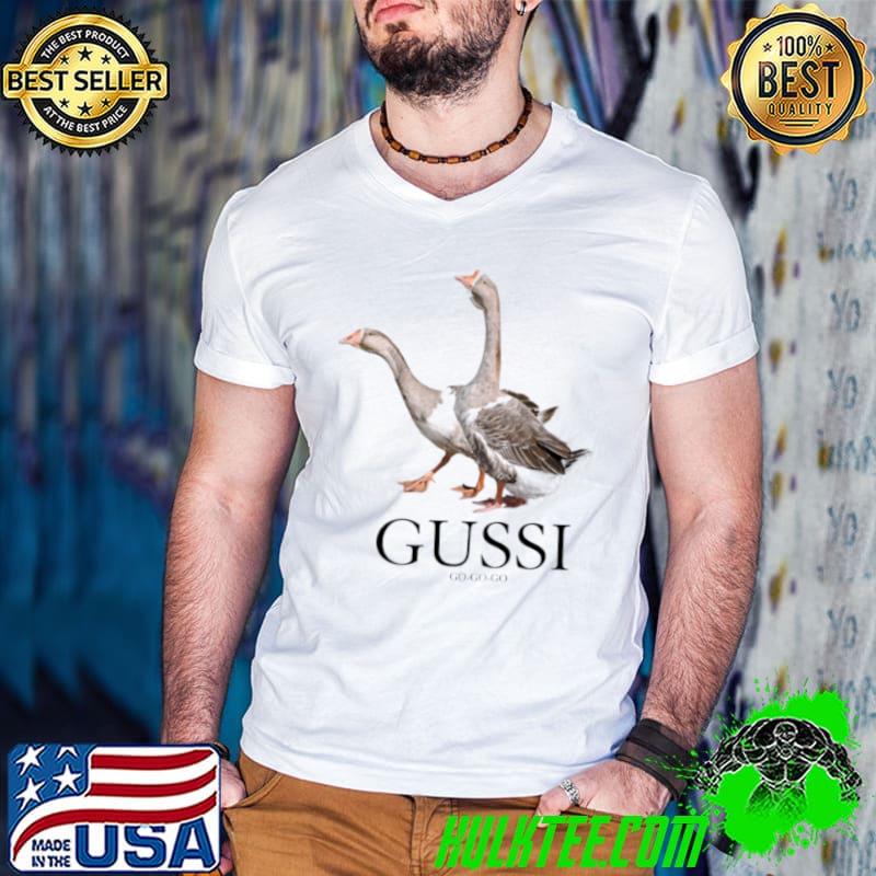 Gussi New Collection 2018 Goose Black On White shirt