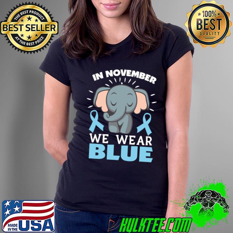 In November We Wear Blue Elephant Diabetes Awareness T-Shirt