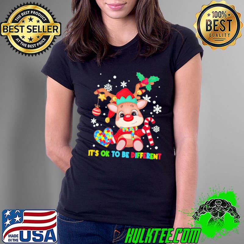 It's Ok To Be Different Reindeer Xmas Autism s Ladies Tee It's Ok To Be Different Reindeer Xmas Autism s Ladies Tee