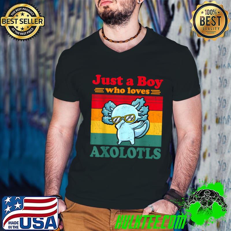 Just A Boy Who Loves Axolotl Dabbing Vintage T-Shirt