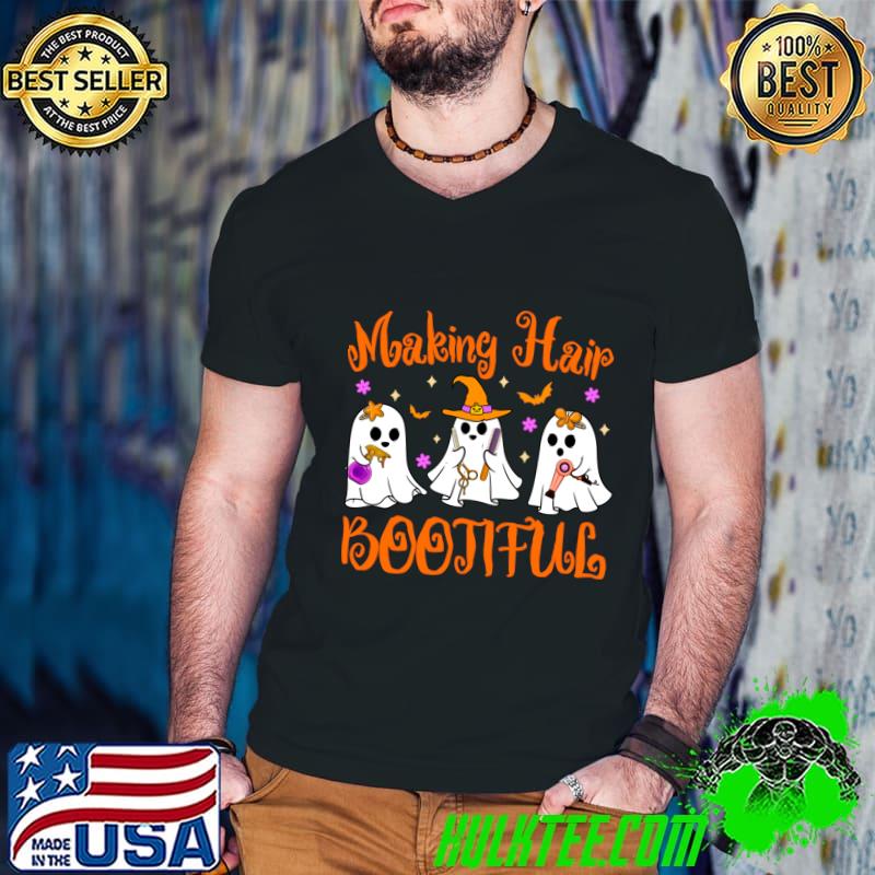 Making Hair Bootiful Hairdresser Ghost Halloween T-Shirt Guys V Neck Making Hair Bootiful Hairdresser Ghost Halloween T-Shirt Guys V Neck