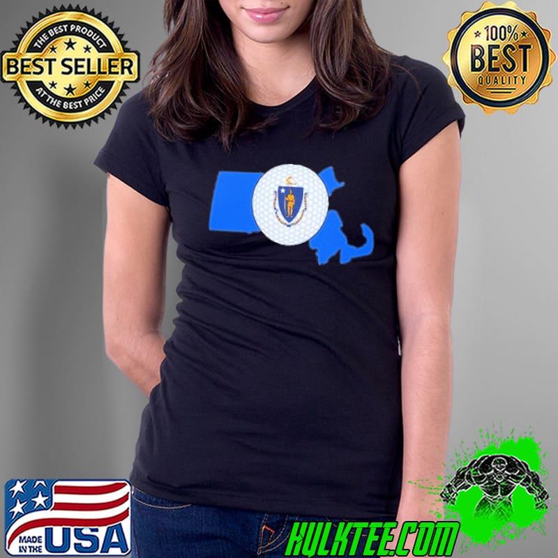 Massachusetts Blue Silhouette Flag Golf Ball Shirt