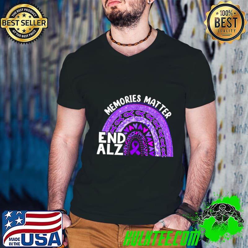 Memories Matter End ALZ Alzheimer's Awareness Rainbow Leopard T-Shirt