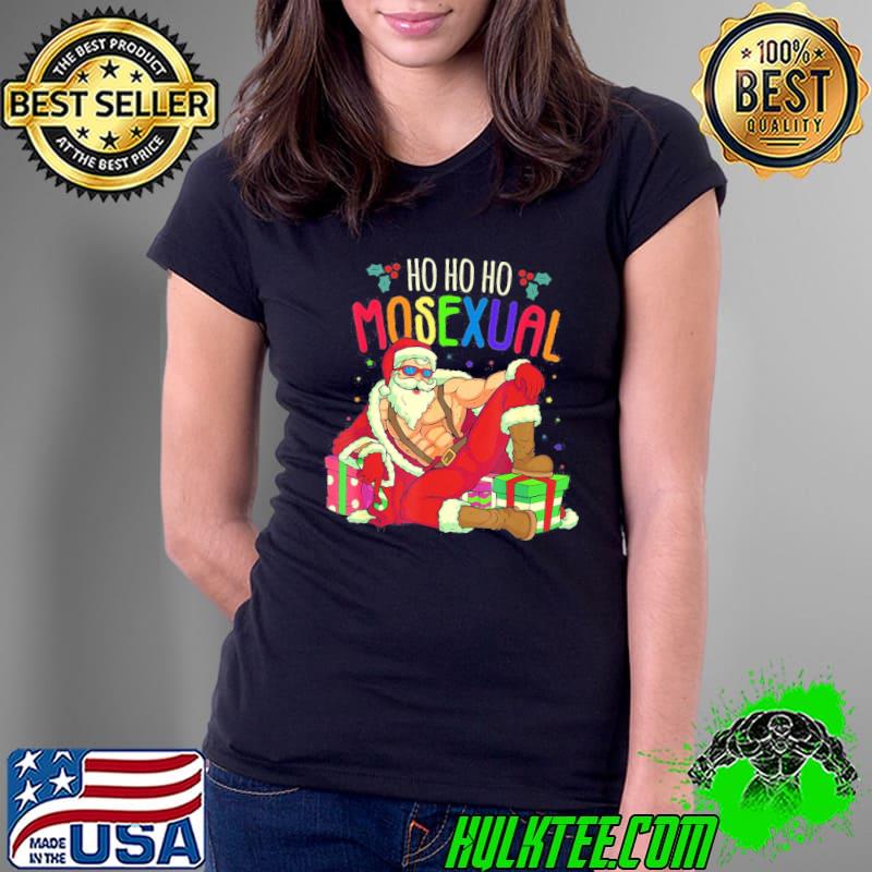 Mens Ho Ho Ho Mosexual Gay Santa Lgbt Pun Gay Pride Christmas Shirt