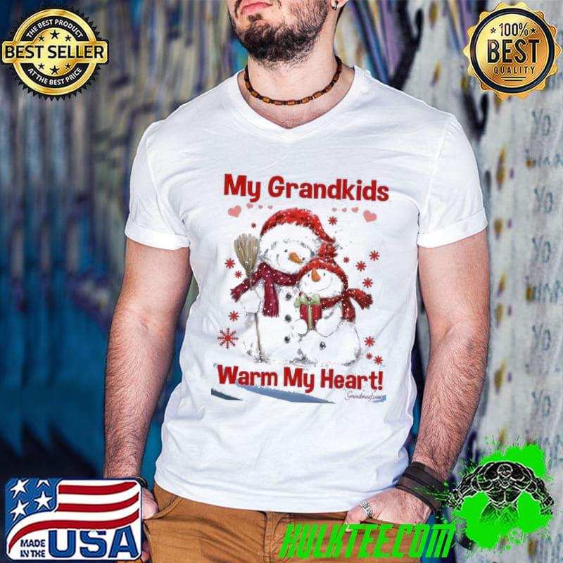 My grandkids warm my hearts snowmans christmas shirt