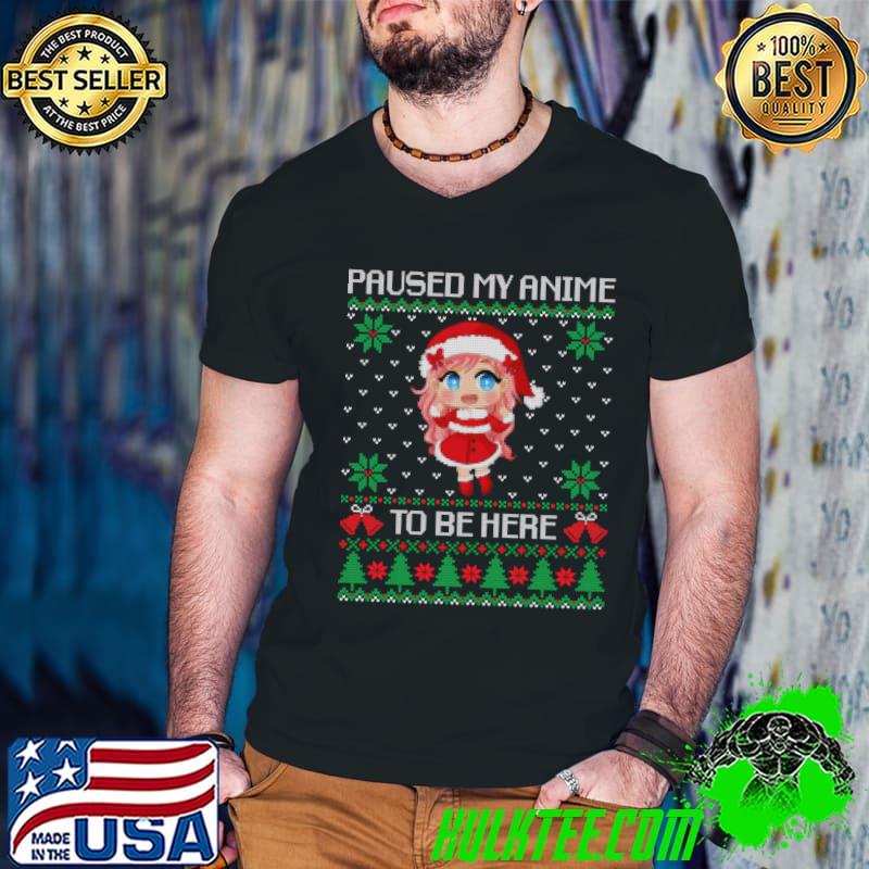 Paused my anime to be here Christmas anime T-Shirt Guys V Neck Paused my anime to be here Christmas anime T-Shirt Guys V Neck