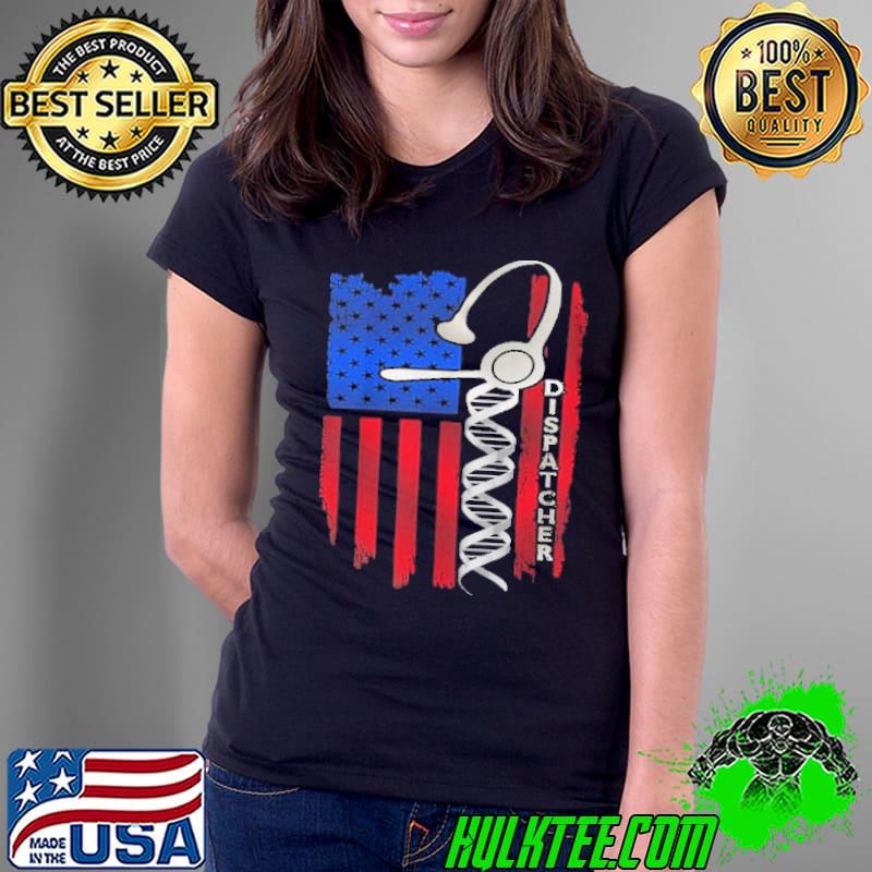 Proud Dispatcher headphone dna american flag shirt