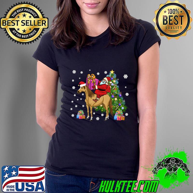 Santa Riding Horse Xmas Tree Christmas Pajama T-Shirt