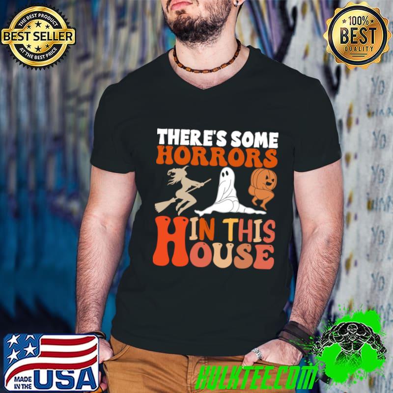 There's Some Horrors In This House Boo Pumpkin Ghosts T-Shirt Guys V Neck There's Some Horrors In This House Boo Pumpkin Ghosts T-Shirt Guys V Neck