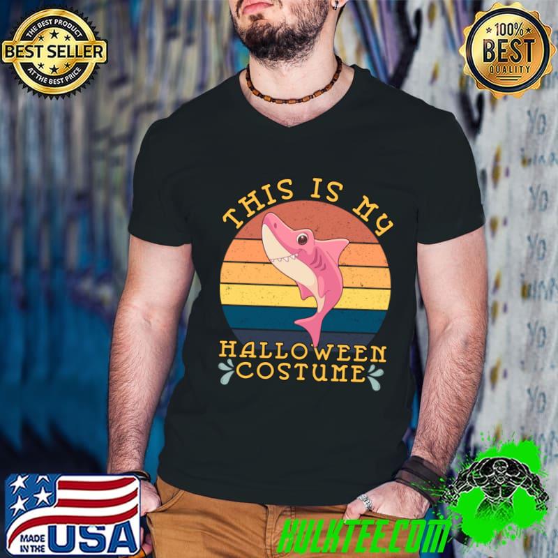 This Is My Halloween Costume Shark in Disguise Hilarious Vintage Sunset T-Shirt Guys V Neck This Is My Halloween Costume Shark in Disguise Hilarious Vintage Sunset T-Shirt Guys V Neck