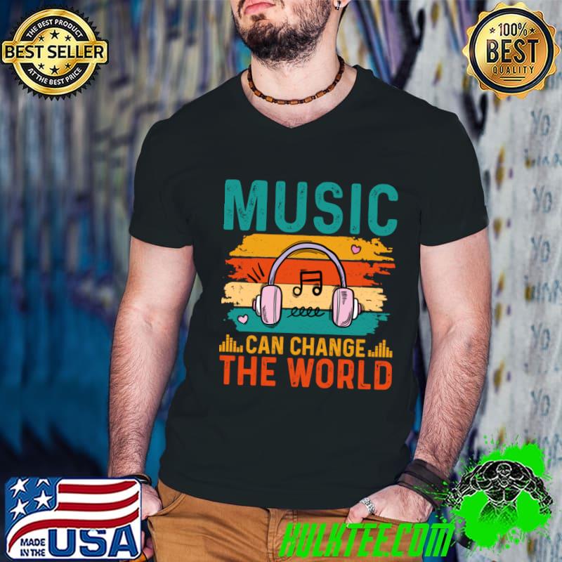 Vintage Music Can Change The World Headphone T-Shirt Guys V Neck Vintage Music Can Change The World Headphone T-Shirt Guys V Neck