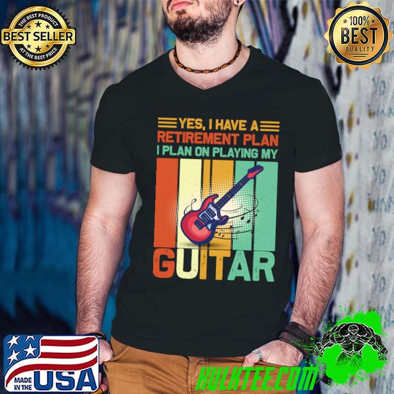 Yes Have A Retirement Plan On Playing My Guitar Vintage Guitar T-Shirt Guys V Neck Yes Have A Retirement Plan On Playing My Guitar Vintage Guitar T-Shirt Guys V Neck