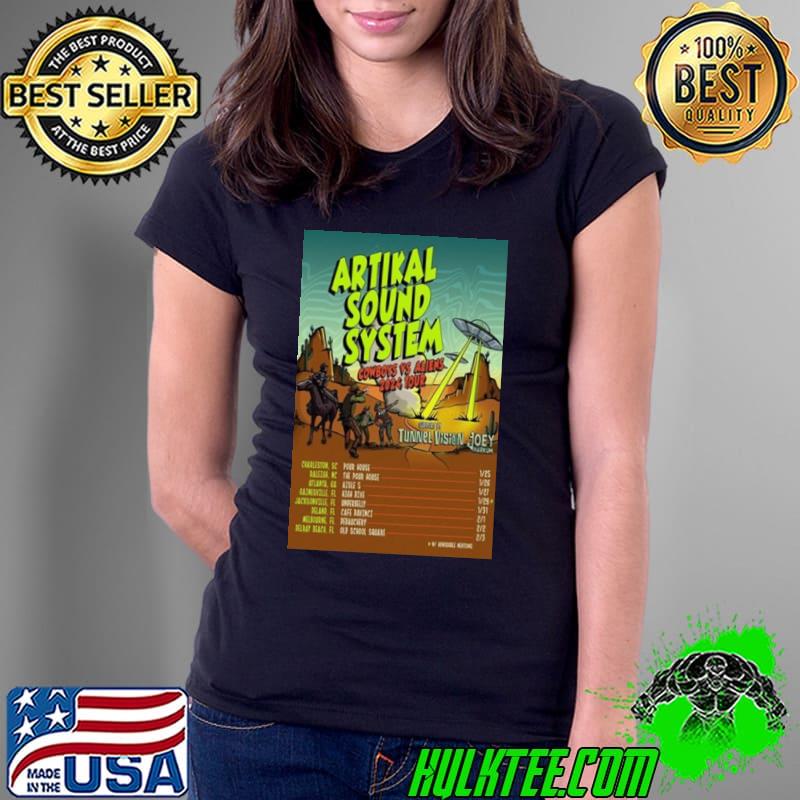 Artikal Sound System Cowboys Vs Aliens 2024 Tour s Ladies Tee Artikal Sound System Cowboys Vs Aliens 2024 Tour s Ladies Tee