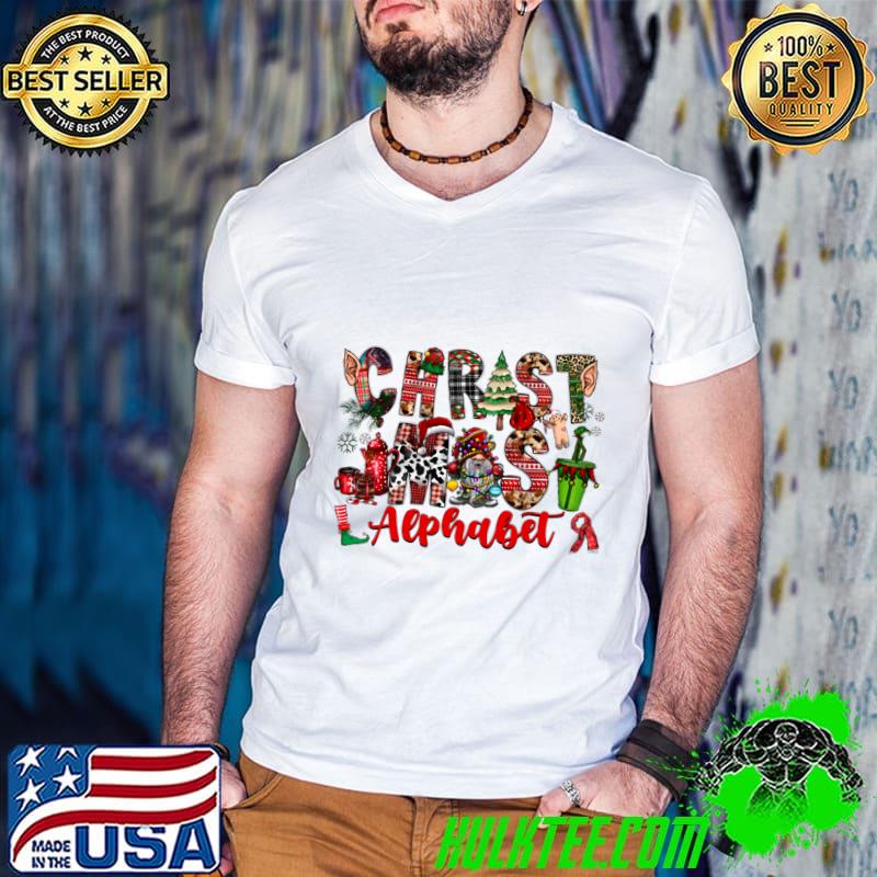 Christmas Doodle Alphabet Christmas Leopard Gnome T-Shirt Guys V Neck Christmas Doodle Alphabet Christmas Leopard Gnome T-Shirt Guys V Neck