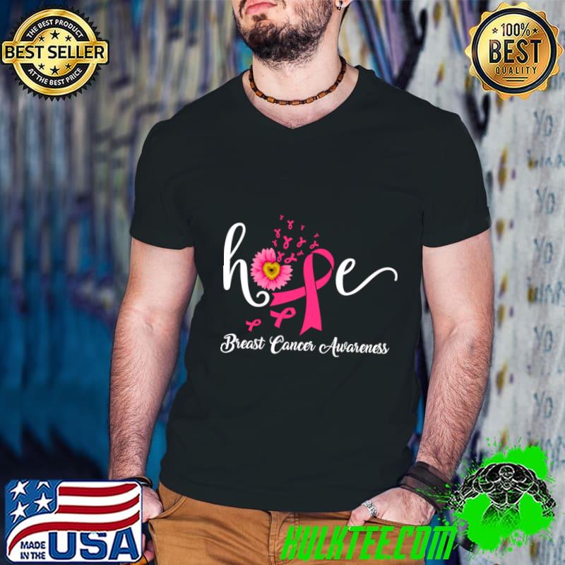 Hope Breast Cancer Pink Ribbons Sunflower October Month T-Shirt