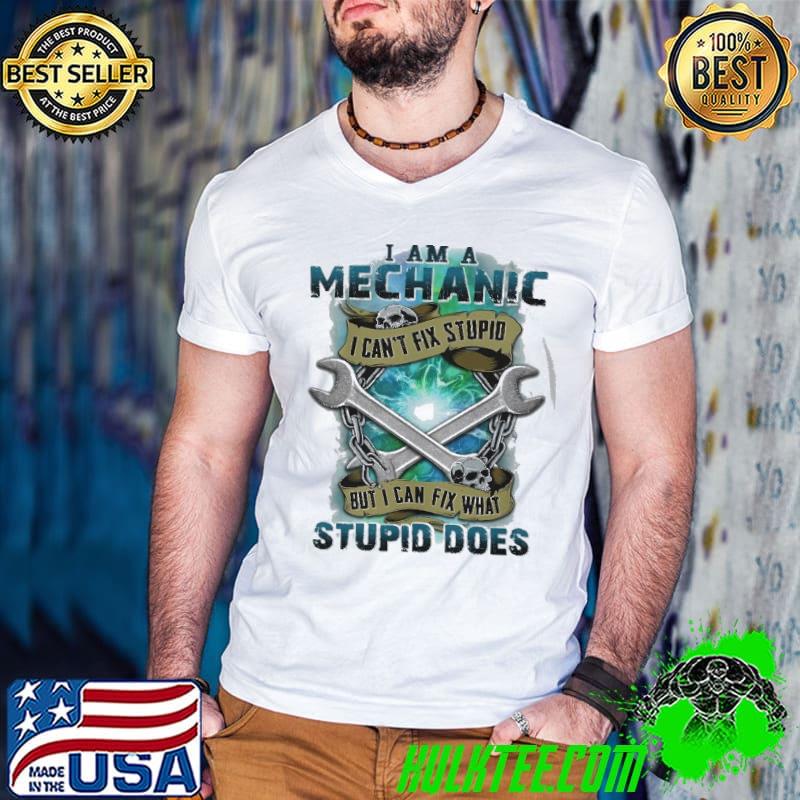 I am a Mechanic can't fix stupid can fix what does skull shirt