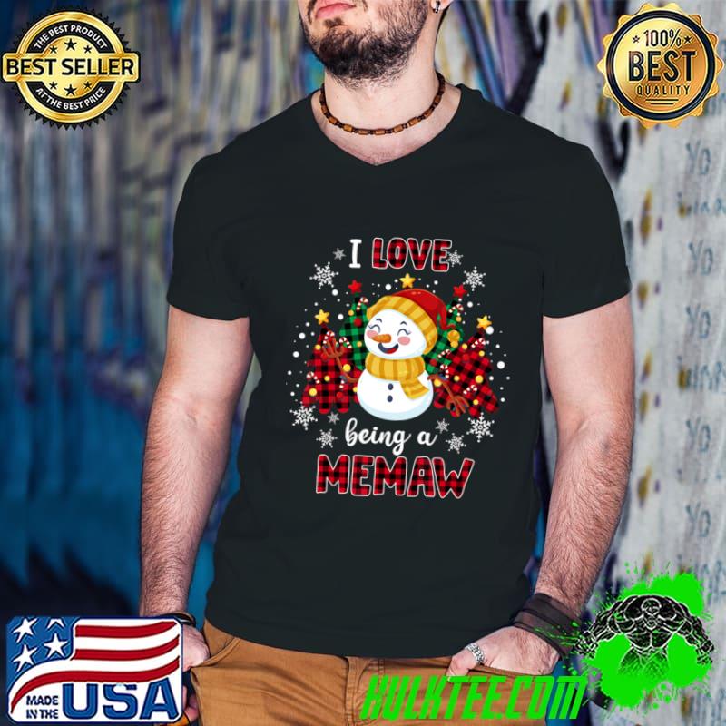 I Love Being A Memaw Snowman Christmas Tree Xmas T-Shirt