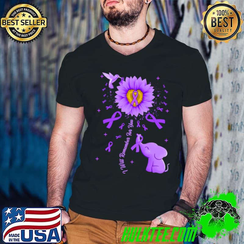 I Will Remember For You Elephant Alzheimer's Awareness Flower T-Shirt