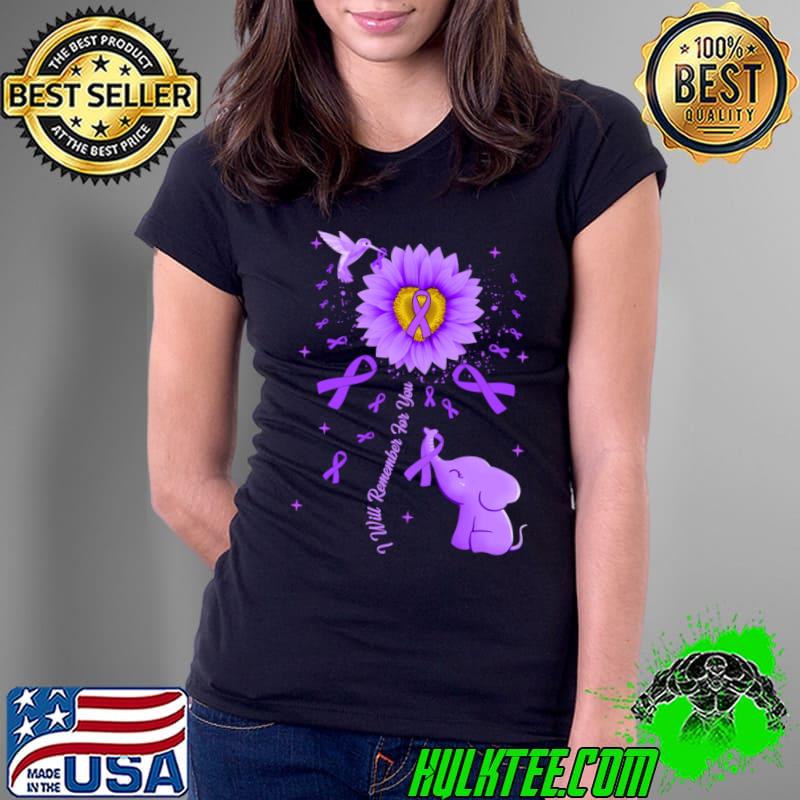I Will Remember For You Elephant Alzheimer's Awareness Flower T-Shirt Ladies Tee I Will Remember For You Elephant Alzheimer's Awareness Flower T-Shirt Ladies Tee